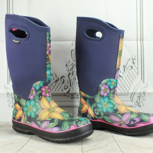 BOGS Classic Hi Linai Floral Rubber Mud Rain Boots Size US 8 - Picture 3 of 12